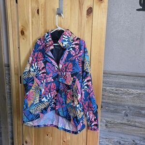 NWT LJ by Lauren James Colorful Floral Pullover Wind Rain Hooded Jacket XXL